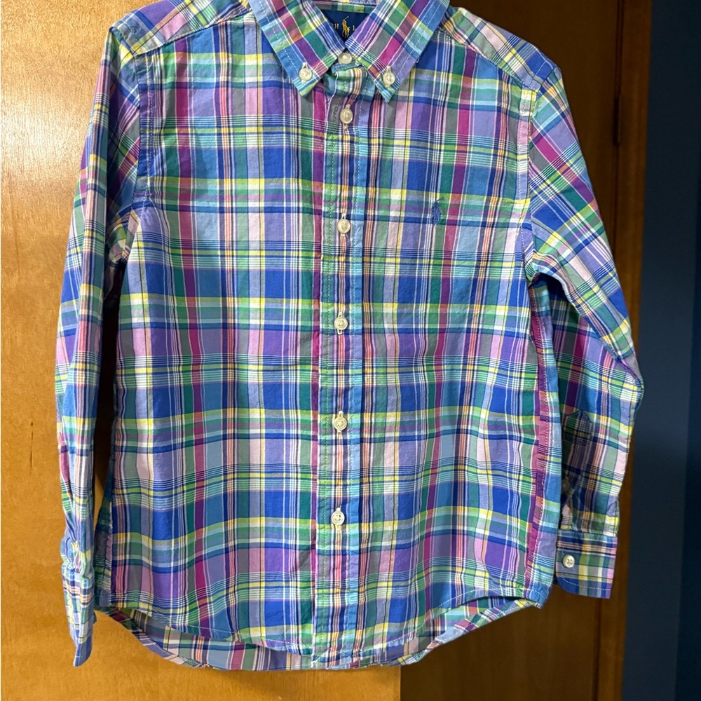 Ralph Lauren Boys 5 Multicolor Plaid Button Down Long Sleeve Shirt